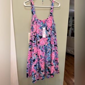 NWT Lilly Pulitzer Loro Swing Dress in High Tide Navy Turtle Amazement Sz M